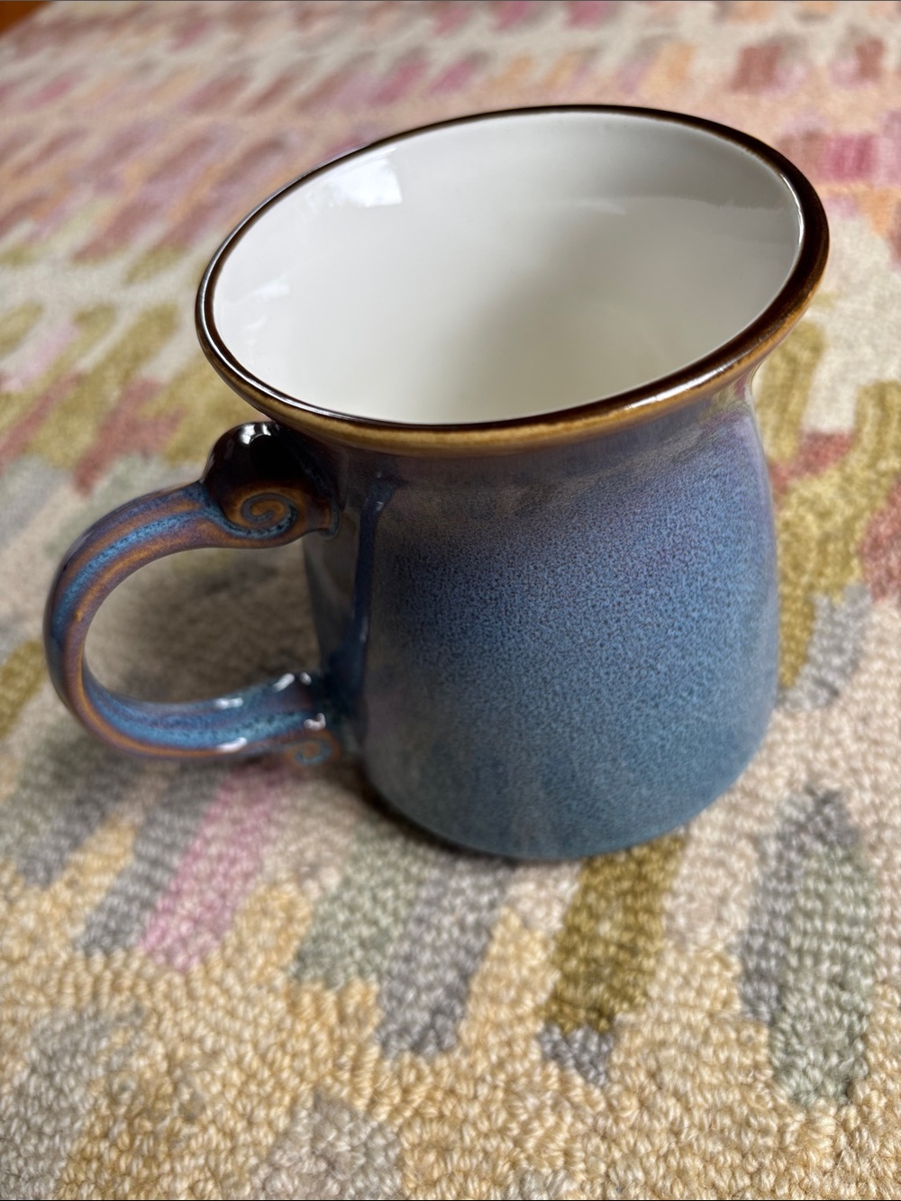 La Rochelle Kitty Cat Ceramic Studio Artisan Stoneware Folk Art Blue Glaze Mug - Picture 5 of 14